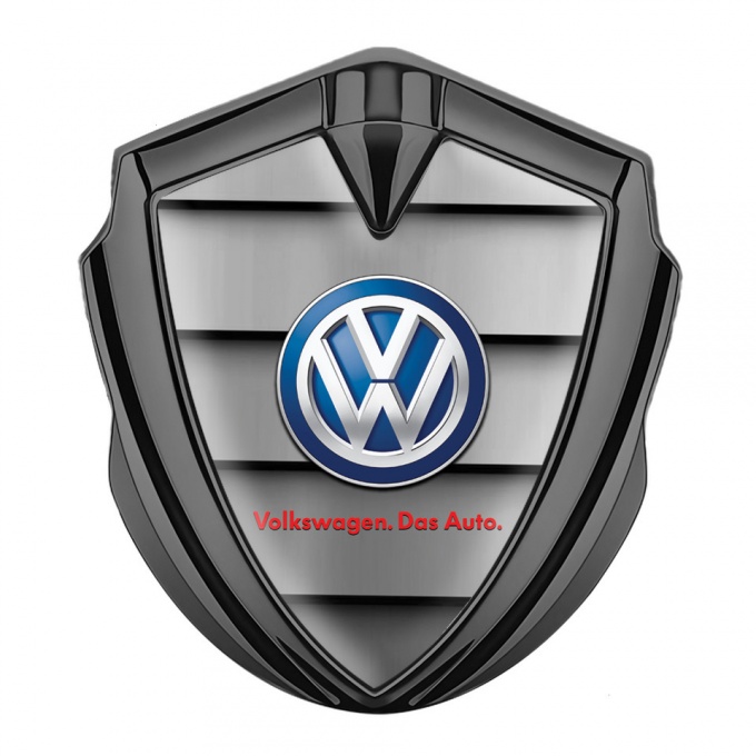 VW Metal Domed Emblem Graphite Front Grille Classic Color Logo Design