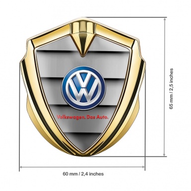 VW Metal Domed Emblem Gold Front Grille Classic Color Logo Design