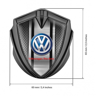 VW Metal Domed Emblem Graphite Steel Grate Classic Color Logo Design