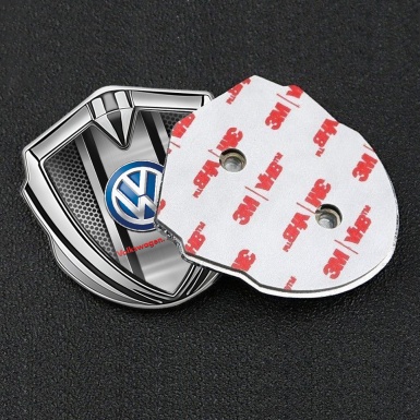 VW Metal Domed Emblem Silver Steel Grate Classic Color Logo Design