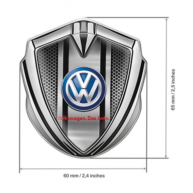 VW Metal Domed Emblem Silver Steel Grate Classic Color Logo Design