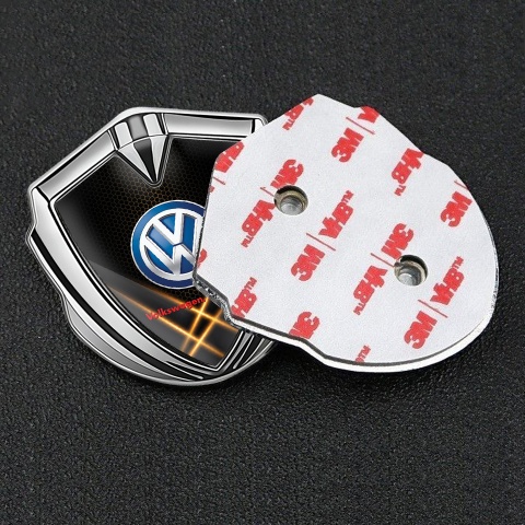 VW Badge Self Adhesive Silver Orange Hex Classic Color Logo Design