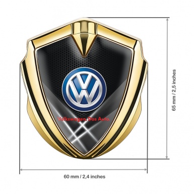 VW Emblem Fender Badge Gold Grey Hex Classic Color Logo Design