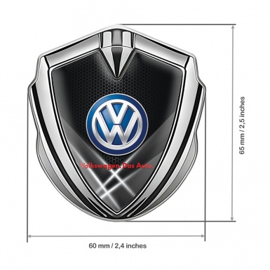 VW Emblem Fender Badge Silver Grey Hex Classic Color Logo Design