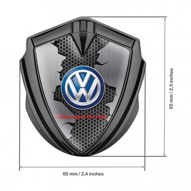 VW Fender Emblem Badge Graphite Broken Hex Classic Color Logo Design