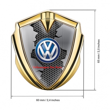 VW Fender Emblem Badge Gold Broken Hex Classic Color Logo Design