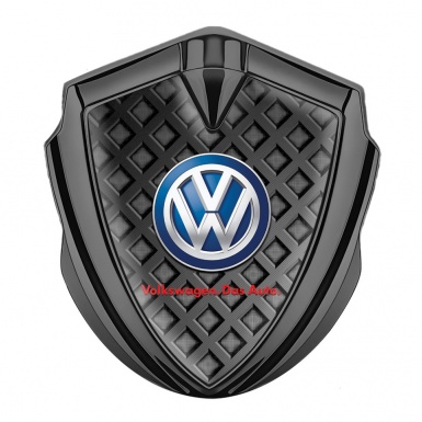 VW Fender Emblem Badge Graphite Waffle Effect Classic Color Logo Design