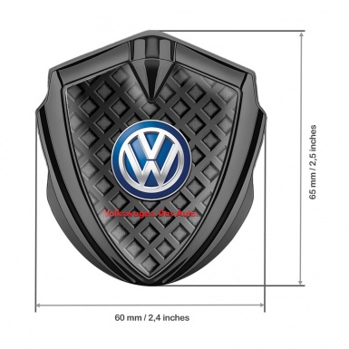 VW Fender Emblem Badge Graphite Waffle Effect Classic Color Logo Design