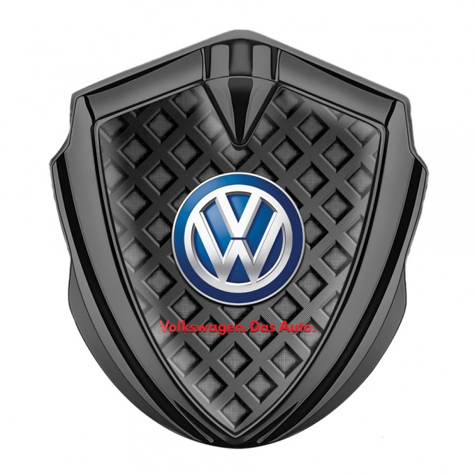 VW Fender Emblem Badge Graphite Waffle Effect Classic Color Logo Design