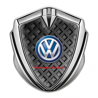 VW Fender Emblem Badge Silver Waffle Effect Classic Color Logo Design