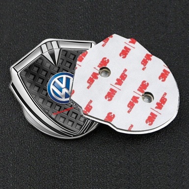 VW Fender Emblem Badge Silver Waffle Effect Classic Color Logo Design