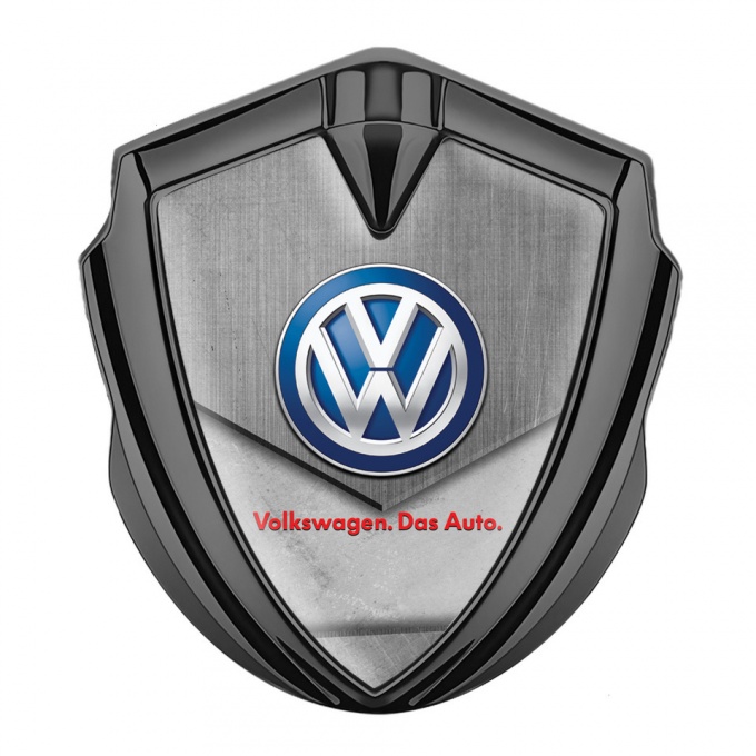 VW Emblem Trunk Badge Graphite Stone Plate Classic Color Logo Design