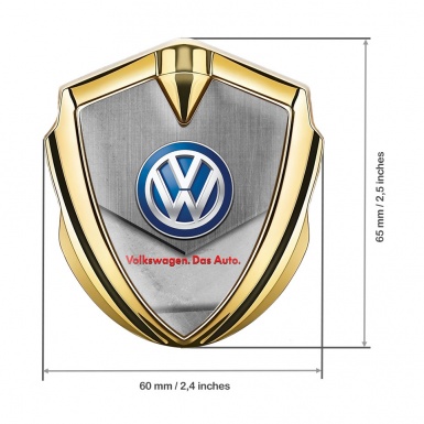 VW Emblem Trunk Badge Gold Stone Plate Classic Color Logo Design