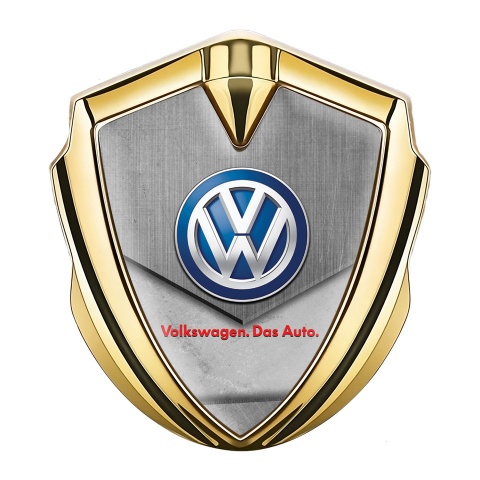 VW Emblem Trunk Badge Gold Stone Plate Classic Color Logo Design