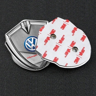 VW Emblem Trunk Badge Silver Stone Plate Classic Color Logo Design