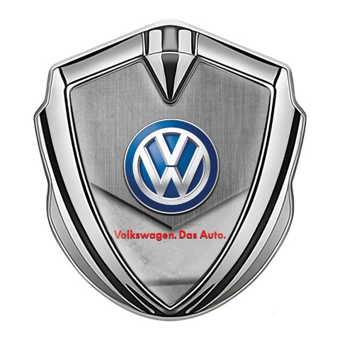 VW Emblem Trunk Badge Silver Stone Plate Classic Color Logo Design