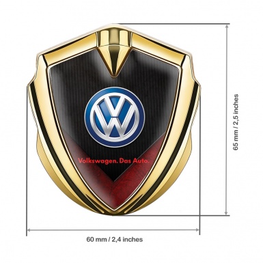 VW Emblem Self Adhesive Gold Red Stone Classic Color Logo Design