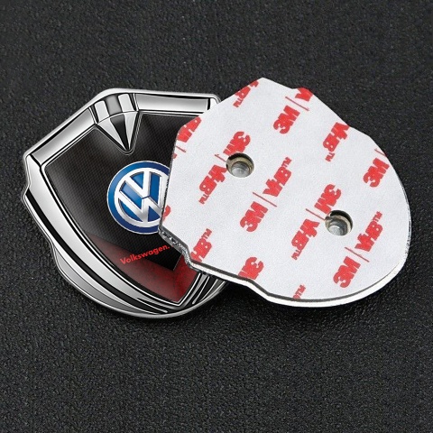 VW Emblem Self Adhesive Silver Red Stone Classic Color Logo Design