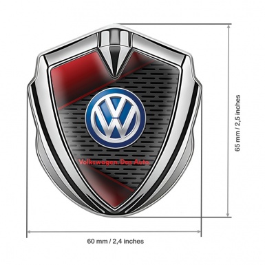 VW Metal Emblem Badge Silver Crimson Elements Classic Blue Color