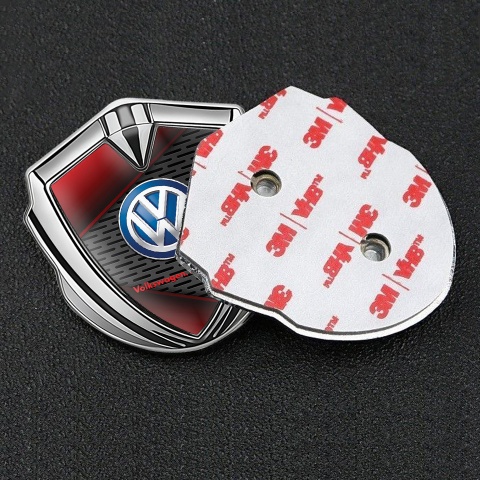 VW Metal Emblem Badge Silver Crimson Elements Classic Blue Color