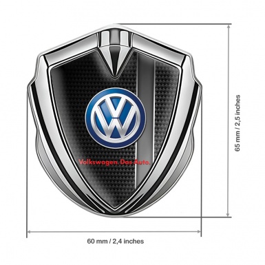 VW Metal Emblem Badge Silver Black Carbon Grey Sport Stripe