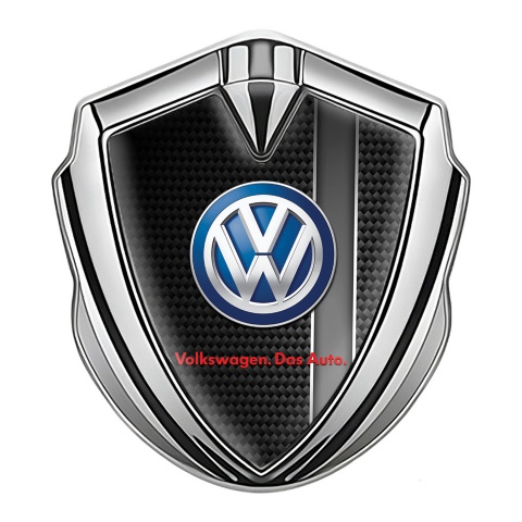 VW Metal Emblem Badge Silver Black Carbon Grey Sport Stripe