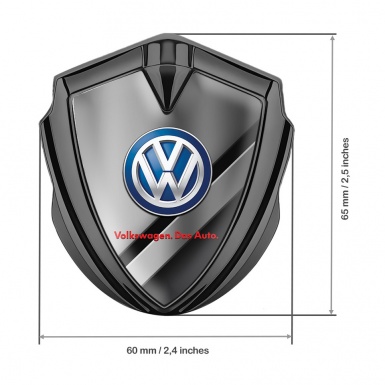 VW Emblem Ornament Graphite Black Base Polished Panel Blue Logo