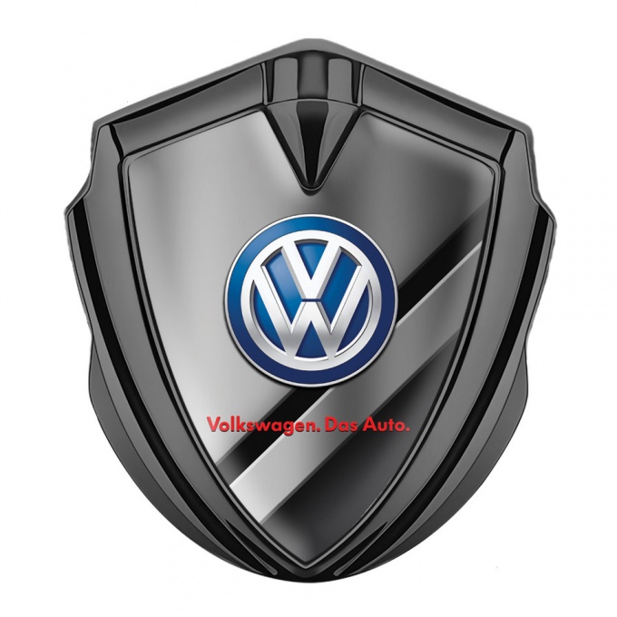 VW Emblem Ornament Graphite Black Base Polished Panel Blue Logo