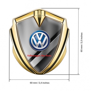 VW Emblem Ornament Gold Black Base Polished Panel Blue Logo