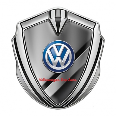 VW Emblem Ornament Silver Black Base Polished Panel Blue Logo