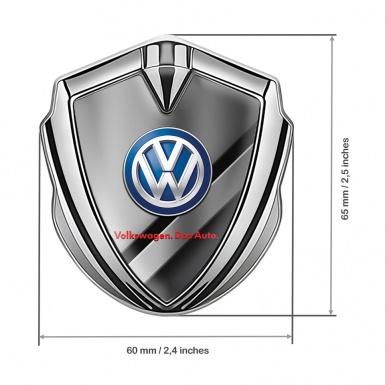VW Emblem Ornament Silver Black Base Polished Panel Blue Logo