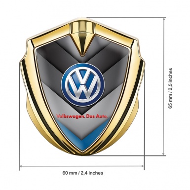 VW Bodyside Domed Emblem Gold Blue Element Classic Logo