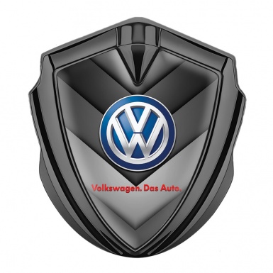 VW Emblem Metal Badge Graphite Grey Arrows Classic Blue Logo