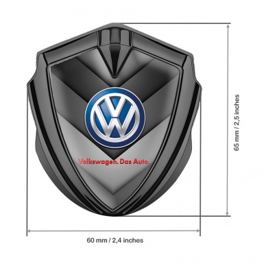 VW Emblem Metal Badge Graphite Grey Arrows Classic Blue Logo