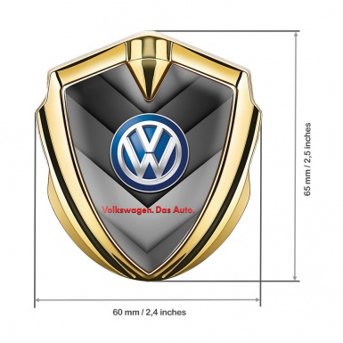 VW Emblem Metal Badge Gold Grey Arrows Classic Blue Logo