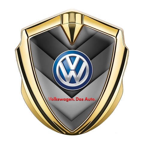 VW Emblem Metal Badge Gold Grey Arrows Classic Blue Logo