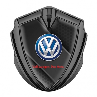 VW Domed Emblem Graphite Diagonal Black Plate Honeycomb Edition