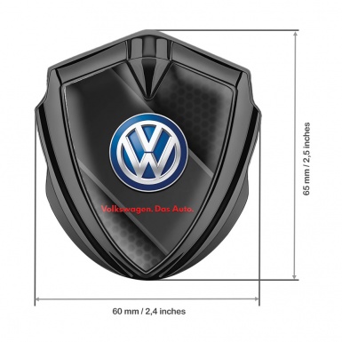 VW Domed Emblem Graphite Diagonal Black Plate Honeycomb Edition