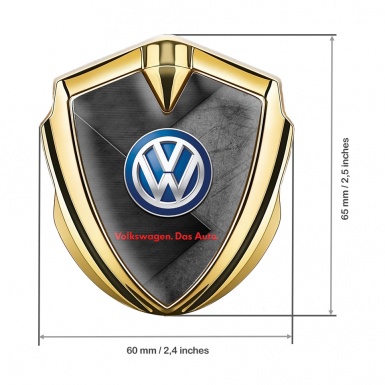 VW Emblem Ornament Gold Scratched Surface Blue Logo Design