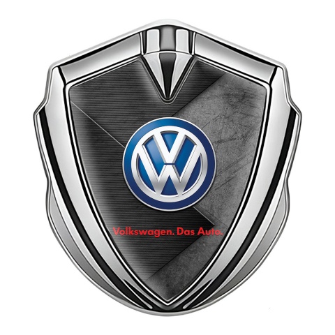 VW Emblem Ornament Silver Scratched Surface Blue Logo Design