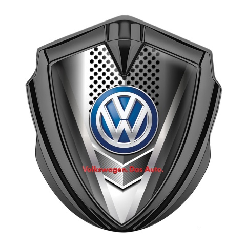 VW Emblem Metal Badge Graphite Steel Grille Blue Logo Das Auto