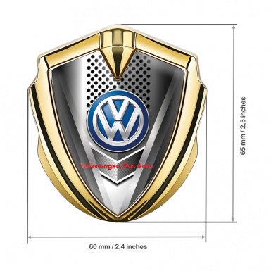 VW Emblem Metal Badge Gold Steel Grille Blue Logo Das Auto