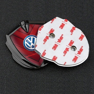 VW 3d Domed Emblem Graphite Red Honeycomb Motif Blue Logo