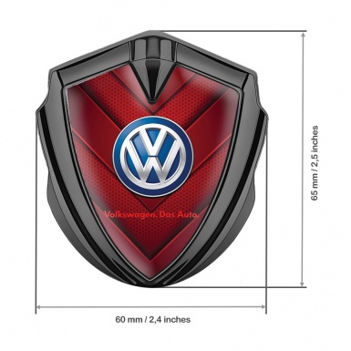 VW 3d Domed Emblem Graphite Red Honeycomb Motif Blue Logo