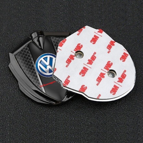 VW Bodyside Emblem Self Adhesive Graphite Black Squares Classic Logo