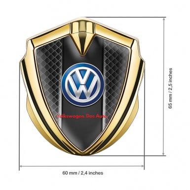 VW Bodyside Emblem Self Adhesive Gold Black Squares Classic Logo