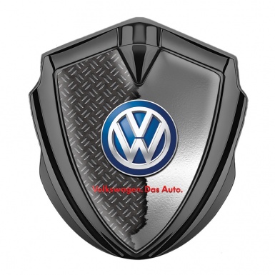 VW Badge Self Adhesive Graphite Broken Polished Steel Blue Logo