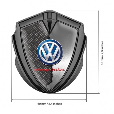 VW Badge Self Adhesive Graphite Broken Polished Steel Blue Logo