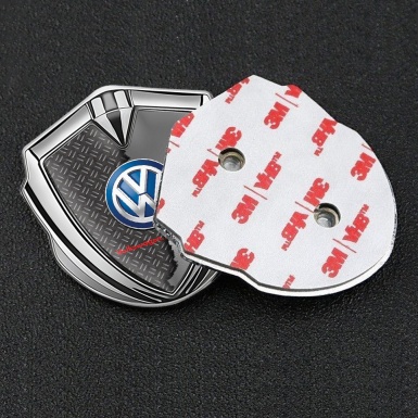 VW Badge Self Adhesive Silver Broken Polished Steel Blue Logo