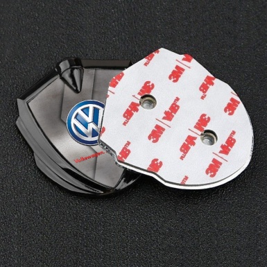 VW Metal Emblem Self Adhesive Graphite Sliced Steel Plate Blue Logo